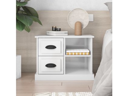 vidaXL Nočný stolík lesklý biely 60x35,5x45 cm