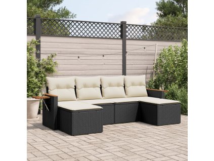 vidaXL 6-dielna záhradná súprava pohoviek s vankúšmi čierna polyratan