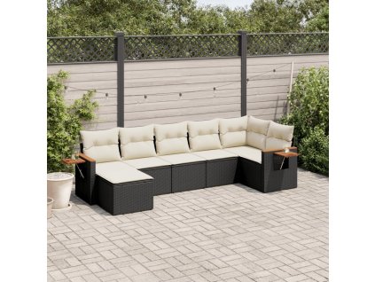 vidaXL 7-dielna záhradná súprava pohoviek s vankúšmi čierna polyratan
