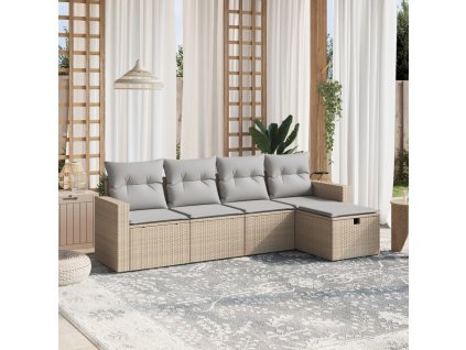 vidaXL 5-dielna záhr.sedacia súprava s vankúšmi mix béžovej polyratan