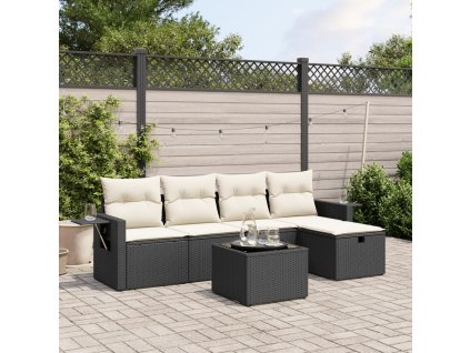 vidaXL 6-dielna záhradná súprava pohoviek s vankúšmi čierna polyratan