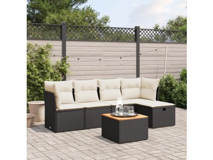 vidaXL 6-dielna záhradná súprava pohoviek s vankúšmi čierna polyratan