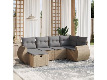 vidaXL 6-dielna záhr.sedacia súprava s vankúšmi mix béžovej polyratan