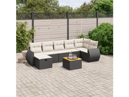 vidaXL 8-dielna záhradná sedacia súprava s podložkami polyratan čierna