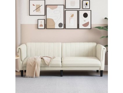 vidaXL 3-miestna pohovka krémová zamat