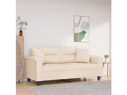 vidaXL 2-miestna pohovka s vankúšmi béžová 140 cm mikrovlákno