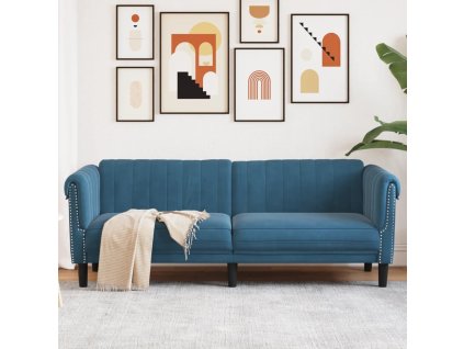 vidaXL 3-miestna pohovka modrá zamat