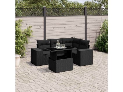 vidaXL 5-dielna záhradná súprava pohoviek s vankúšmi čierna polyratan