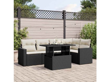 vidaXL 6-dielna záhradná súprava pohoviek s vankúšmi čierna polyratan