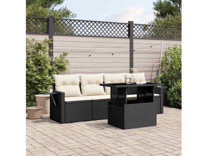 vidaXL 5-dielna záhradná súprava pohoviek s vankúšmi čierna polyratan