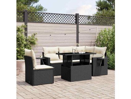 vidaXL 6-dielna záhradná súprava pohoviek s vankúšmi čierna polyratan