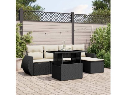 vidaXL 6-dielna záhradná súprava pohoviek s vankúšmi čierna polyratan