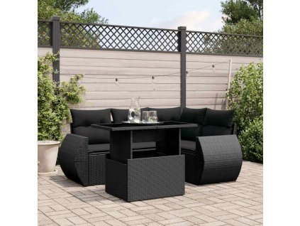 vidaXL 5-dielna záhradná súprava pohoviek s vankúšmi čierna polyratan