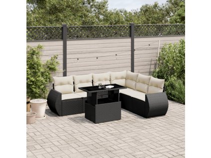 vidaXL 7-dielna záhradná súprava pohoviek s vankúšmi čierna polyratan