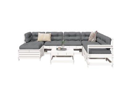 vidaXL 8-dielna záhradná súprava pohoviek biela masívna borovica