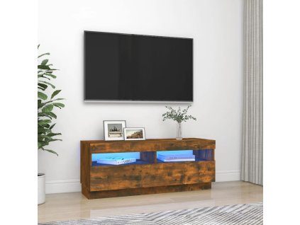 vidaXL TV skrinka s LED, tmavý dub 100x35x40 cm