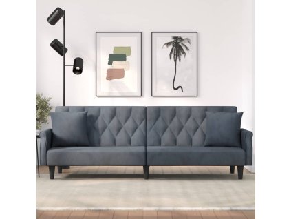 vidaXL Rozkladacia pohovka s opierkami rúk tmavosivá zamat