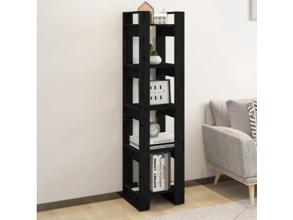 vidaXL Knižnica/deliaca stena čierna 41x35x160 cm masívna borovica