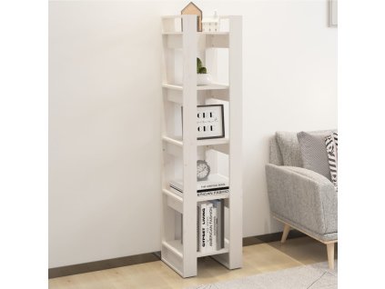 vidaXL Knižnica/deliaca stena biela 41x35x160 cm masívna borovica