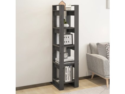 vidaXL Knižnica/deliaca stena sivá 41x35x160 cm masívna borovica