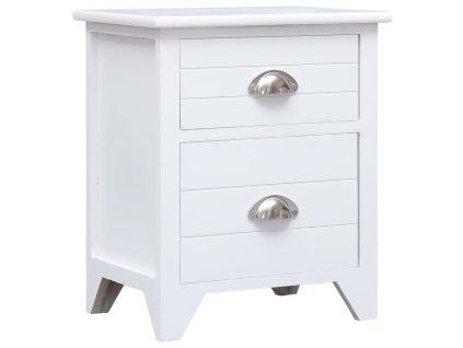 vidaXL Nočný stolík, biely 38x28x45 cm, drevo paulovnie