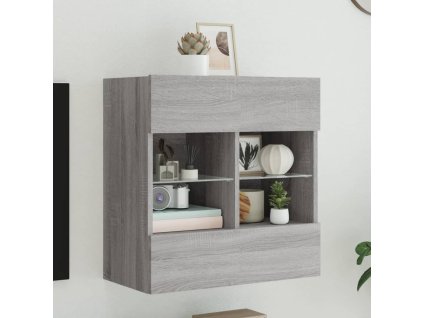 vidaXL TV nástenná skrinka s LED svetlami sivá sonoma 58,5x30x60,5 cm