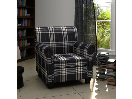 vidaXL Kreslo s podložkou, čierne, látka