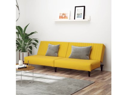 vidaXL 2-miestna rozkladacia pohovka, žltá, zamat