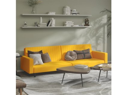 vidaXL 2-miestna rozkladacia pohovka, žltá, zamat