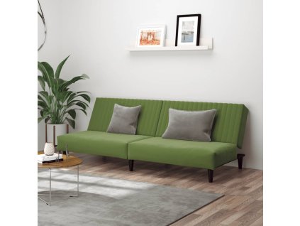 vidaXL 2-miestna rozkladacia pohovka, svetlozelená, zamat