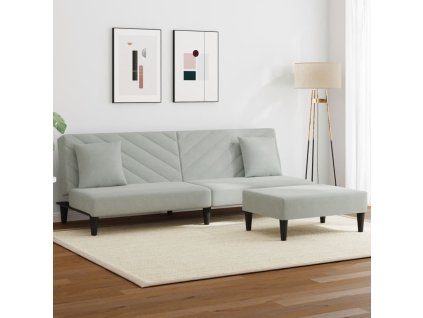 vidaXL 3-dielna sedacia súprava s vankúšmi bledosivá zamat