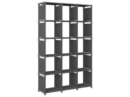 vidaXL Polica s dizajnom 15 kociek sivá 103x30x175,5 cm látka