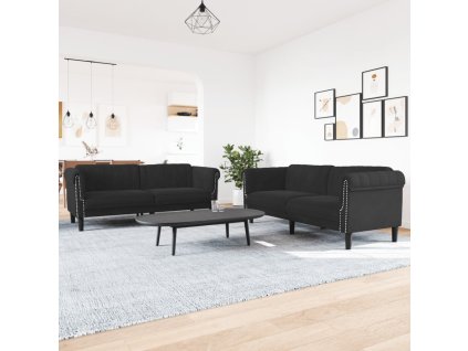 vidaXL 2-dielna sedacia súprava čierna zamat