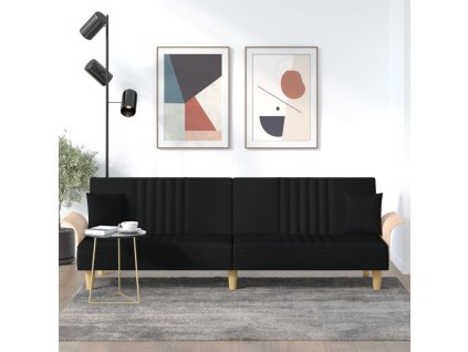 vidaXL Rozkladacia pohovka s opierkami rúk čierna látka