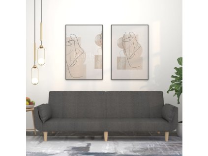 vidaXL 2-miestna rozkladacia pohovka s 2 vankúšmi, tmavosivá, látka