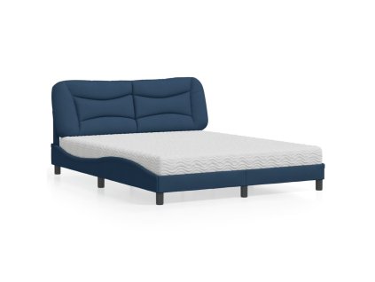 vidaXL Posteľ s matracom modrá 160x200 cm látka