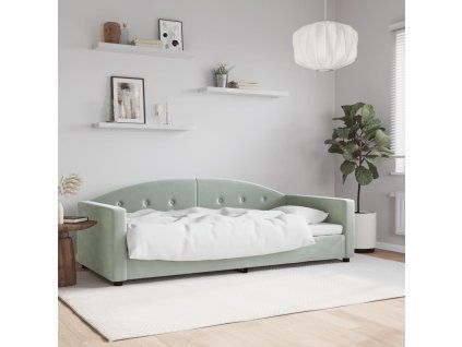 vidaXL Denná posteľ bledosivá 90x190 cm zamat