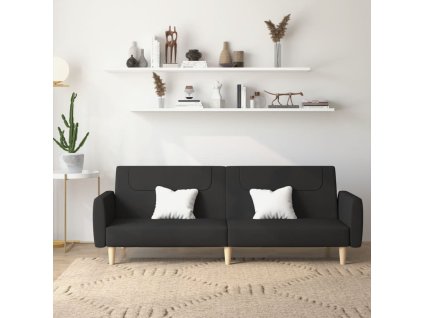 vidaXL 2-miestna rozkladacia pohovka, čierna, látka