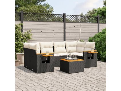 vidaXL 7-dielna záhradná súprava pohoviek s vankúšmi čierna polyratan