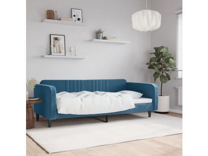 vidaXL Denná posteľ modrá 90x200 cm zamat
