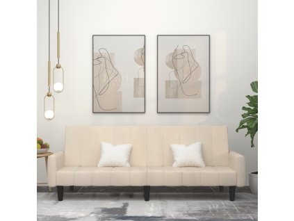 vidaXL 2-miestna rozkladacia pohovka, krémová, zamat