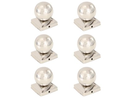 vidaXL Kryty na plotové stĺpiky 6 ks s guľou, oceľ 91x91 mm