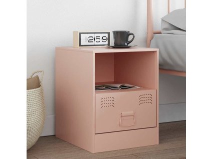 vidaXL Nočný stolík ružový 34,5x39x44 cm oceľ