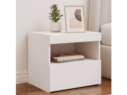 vidaXL Nočný stolík s LED svetlami biely 50x40x45 cm