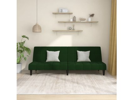 vidaXL 2-miestna rozkladacia pohovka, tmavozelená, zamat