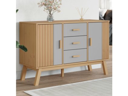 vidaXL Komoda OLDEN, sivo hnedá 114x43x73,5 cm, borovicový masív