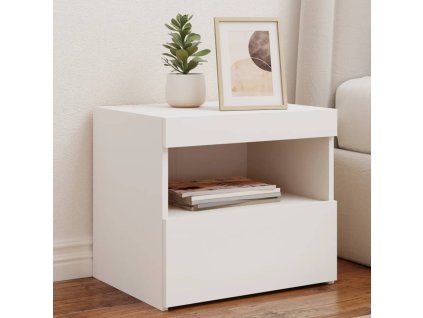 vidaXL Nočné stolíky s LED svetlami 2 ks biele 50x40x45 cm