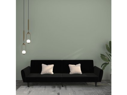 vidaXL 2-miestna rozkladacia pohovka, čierna, zamat