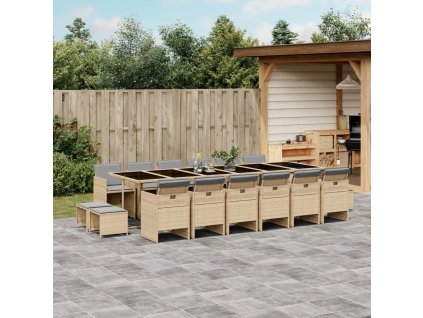 vidaXL 7-dielna záhrad. jedálenská sada vankúše mix béžovej polyratan