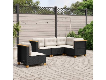vidaXL 5-dielna záhradná súprava pohoviek s vankúšmi čierna polyratan